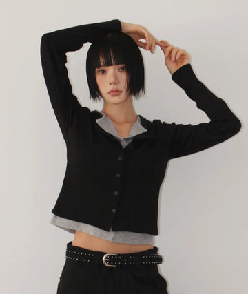 LAYERED RIB CARDIGAN